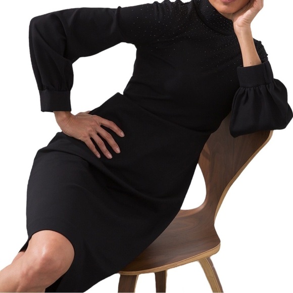 NWT Chicos Black Label Go Beaded Long Sleeve Dress sz 18 - Picture 2 of 15